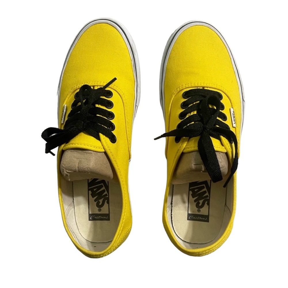 Vans Authentic Shoe 8.5 Custom Black & Yellow #11